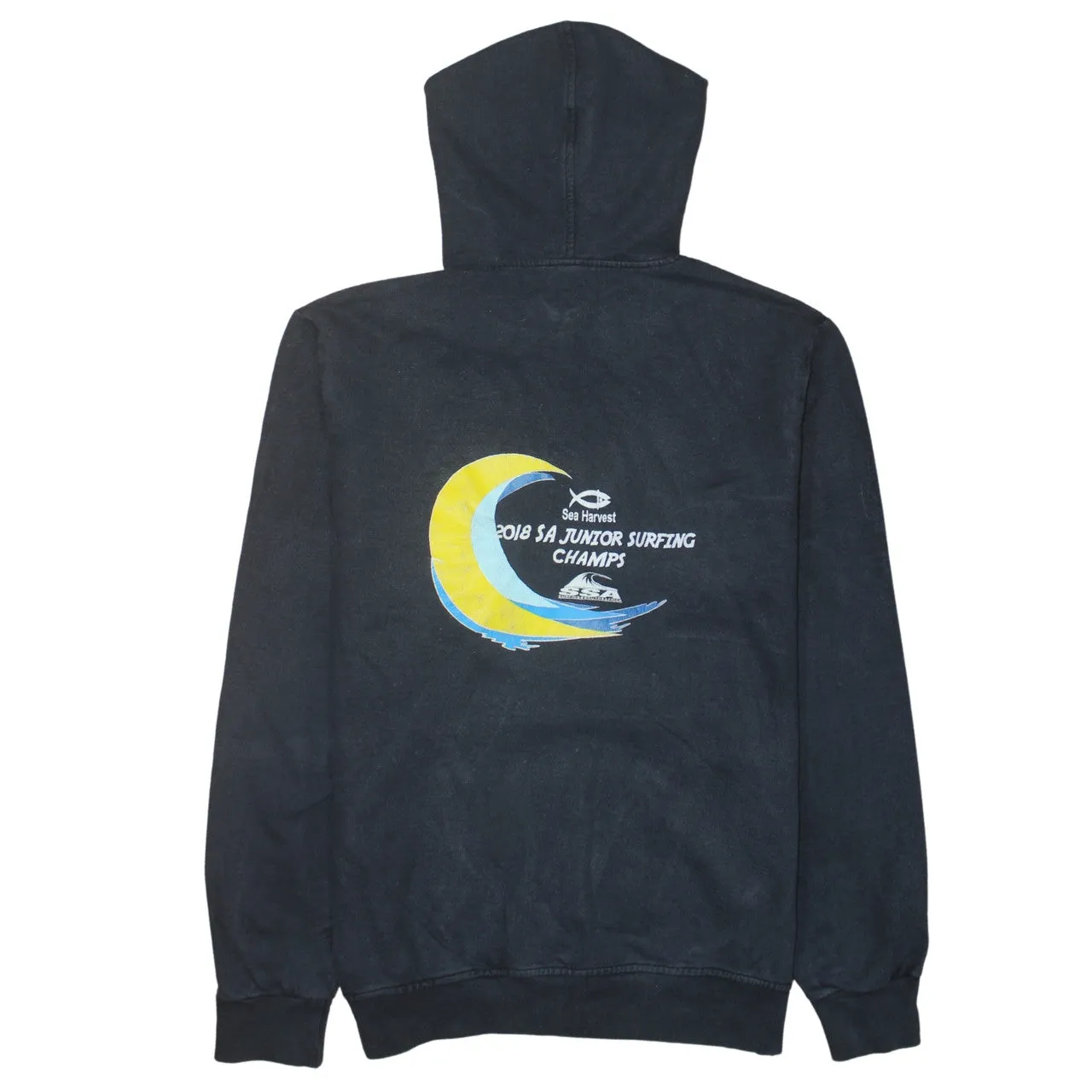 Retro 90's Drawstring Pockets Pullover Hoodie Large Black sold by Vintage Club product image thumbnail 2