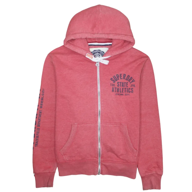 Super Dry 90's Drawstring Pockets Full Zip Up Hoodie XLarge Red sold by Vintage Club