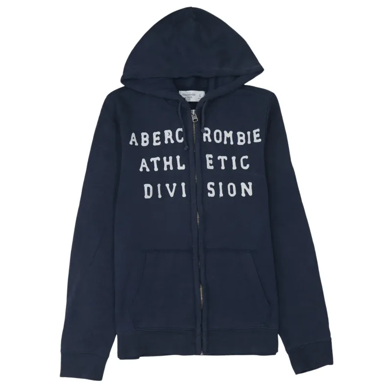 Abercrombie&Fitch 90's Spellout Full Zip Up Hoodie Large Navy Blue made by Abercrombie & Fitch