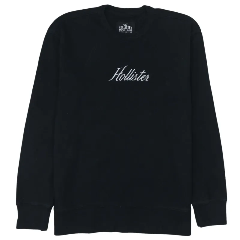 Hollister 90's Spellout Crew Neck Sweatshirt Medium Black made by Hollister