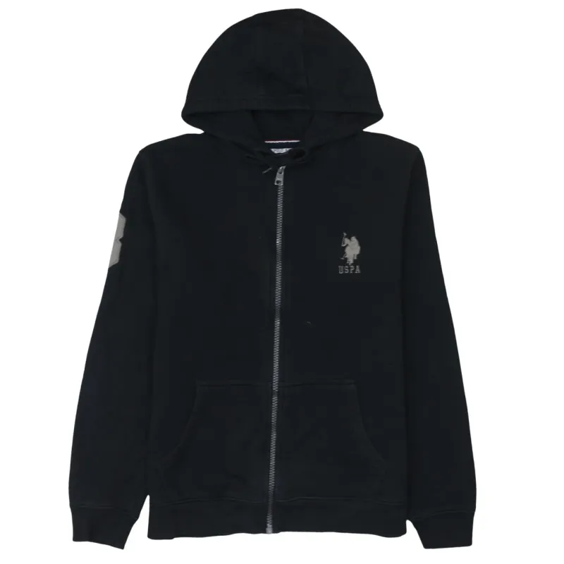 U.S Polo Assn 90's Drawstring Pockets Full Zip Up Hoodie Large Black sold by Vintage Club
