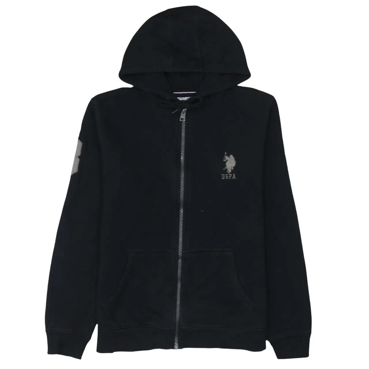 U.S Polo Assn 90's Drawstring Pockets Full Zip Up Hoodie Large Black sold by Vintage Club