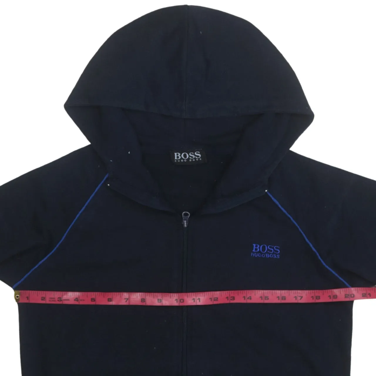 HUGO BOSS 90's Drawstring Pockets Full Zip Up Hoodie Small Navy Blue sold by Vintage Club product image thumbnail 5