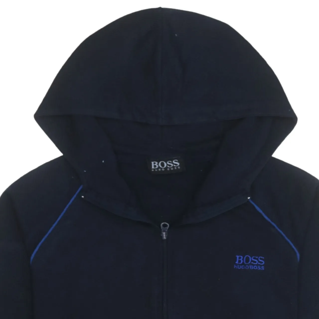 HUGO BOSS 90's Drawstring Pockets Full Zip Up Hoodie Small Navy Blue sold by Vintage Club product image thumbnail 3