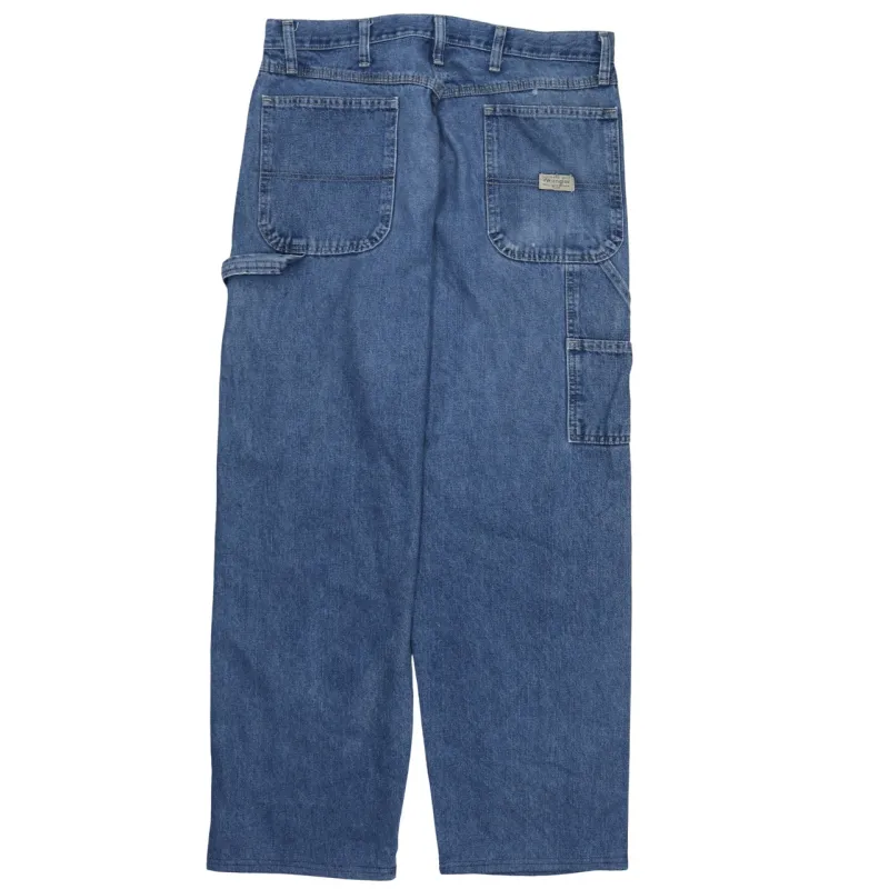 Wrangler 90's Drawstring Pockets Straight Leg Baggy Jeans / Pants 34 Blue made by Wrangler