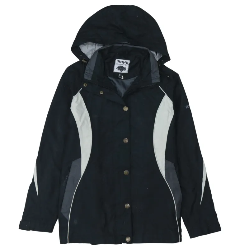 Retro 90's Hooded Full Zip Up Windbreaker Medium  Black sold by Vintage Club