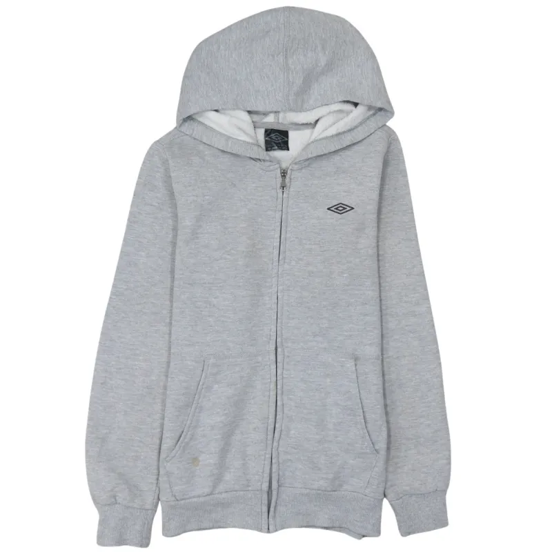Umbro 90's Drawstring Pockets Full Zip Up Hoodie Small Grey made by Umbro