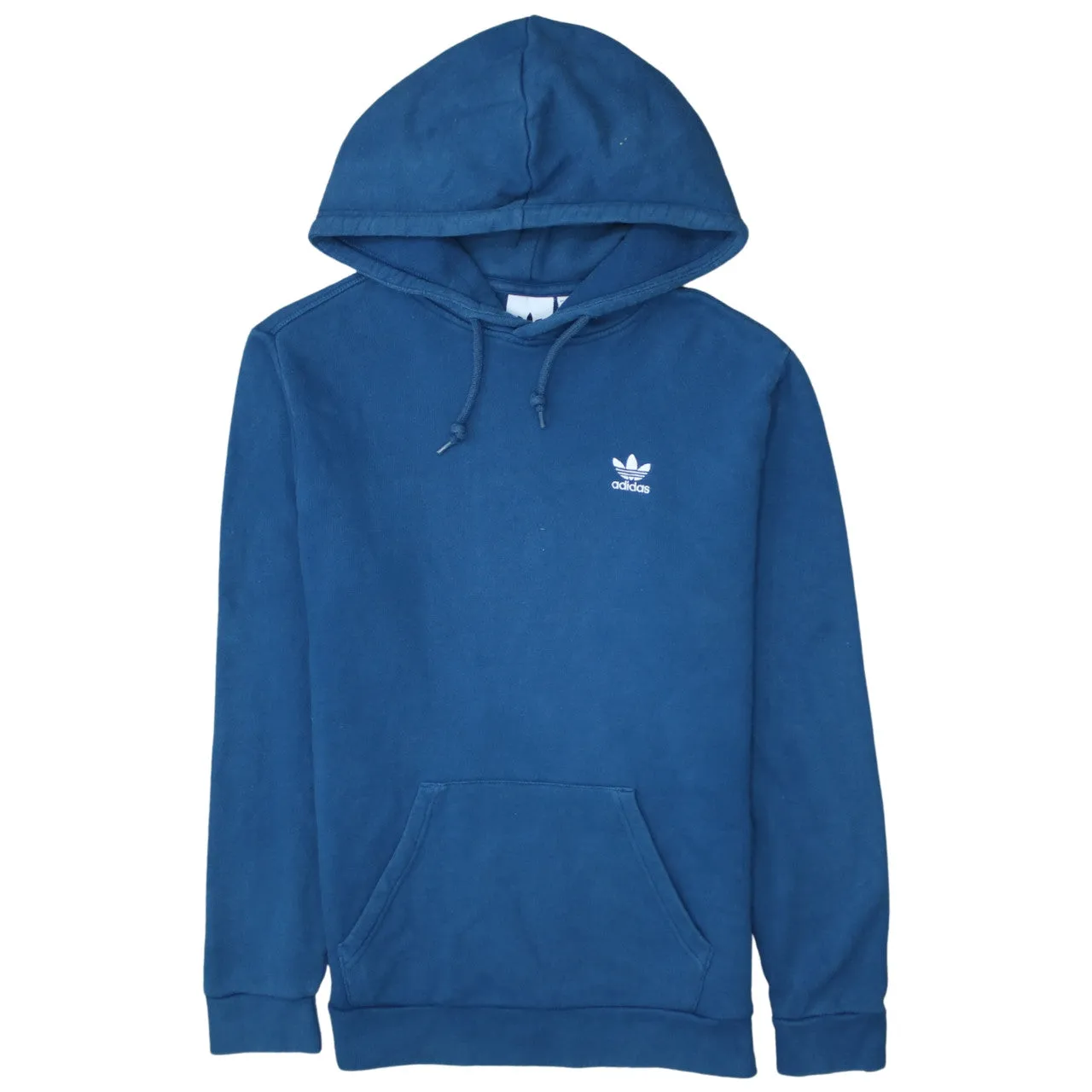 Adidas 90's Drawstring Pockets Pullover Hoodie Small Blue sold by Vintage Club
