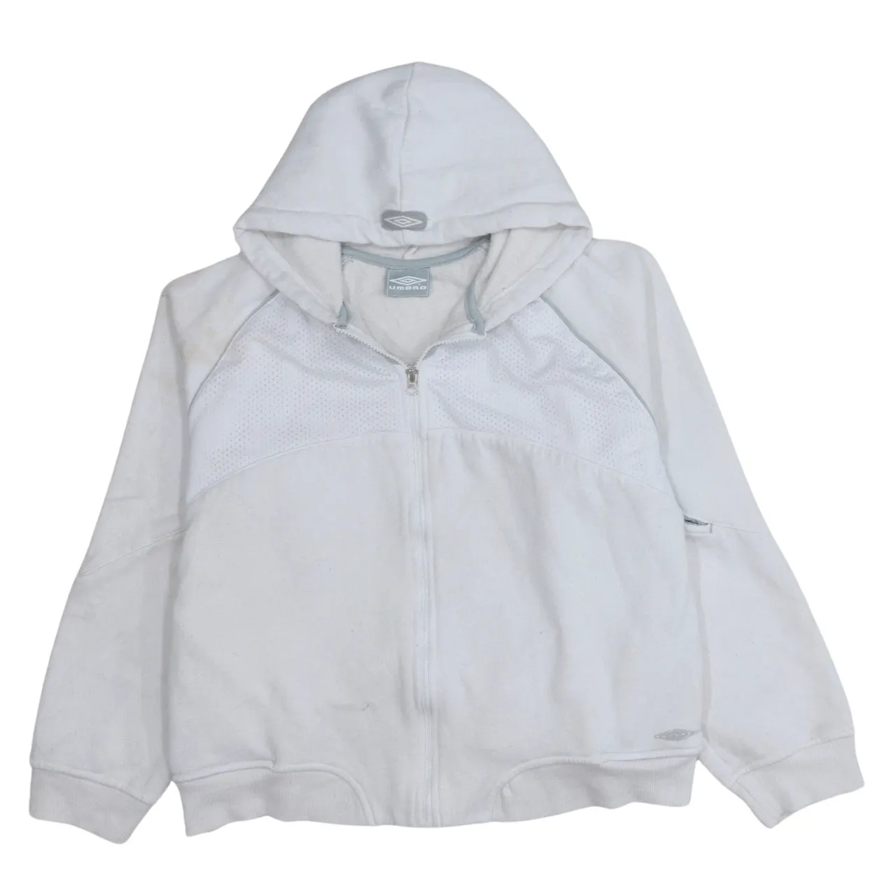 Umbro 90's Lightweight Full Zip Up Hoodie Large White sold by Vintage Club