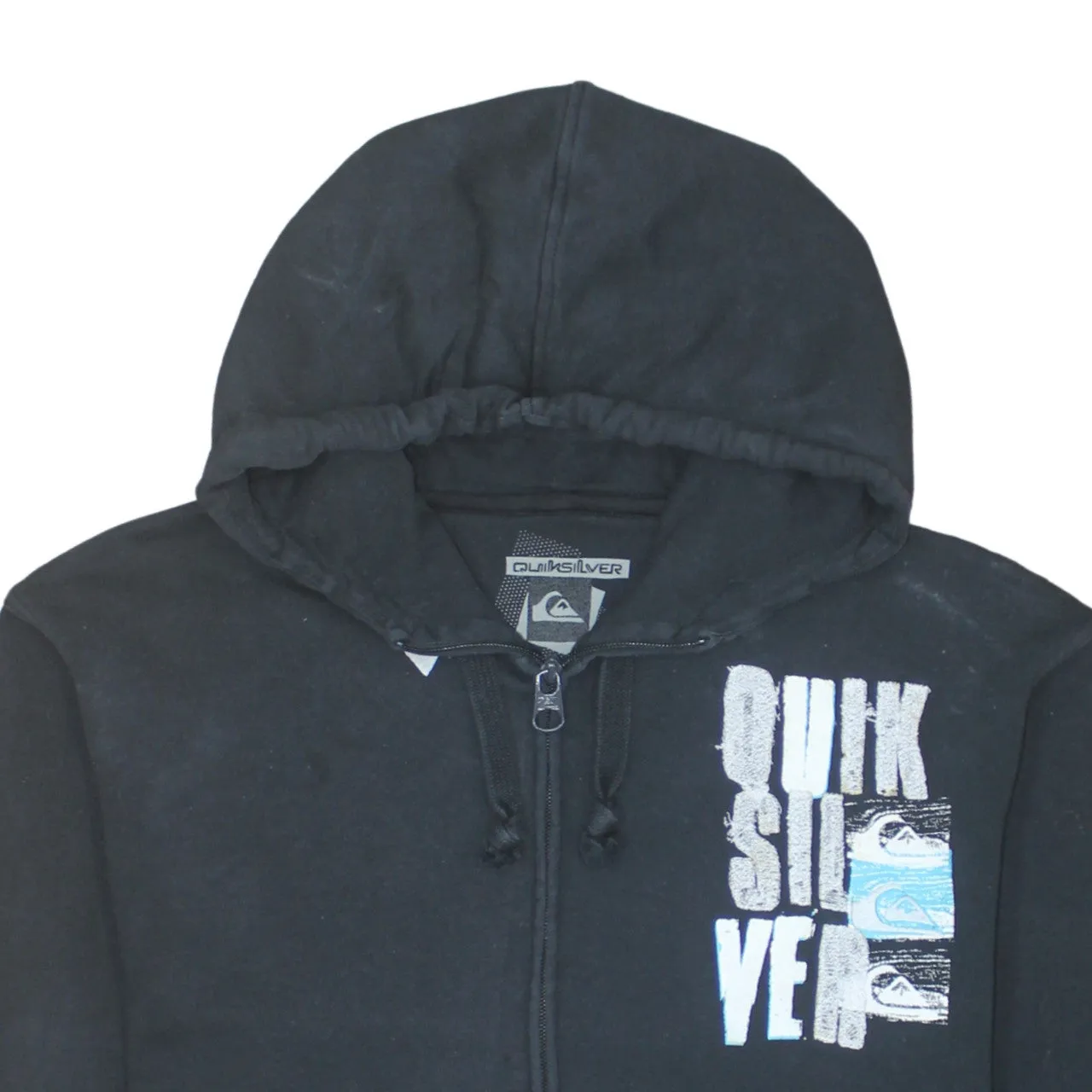 QuikSilver 90's Drawstring Pockets Full Zip Up Hoodie Large Black sold by Vintage Club product image thumbnail 3