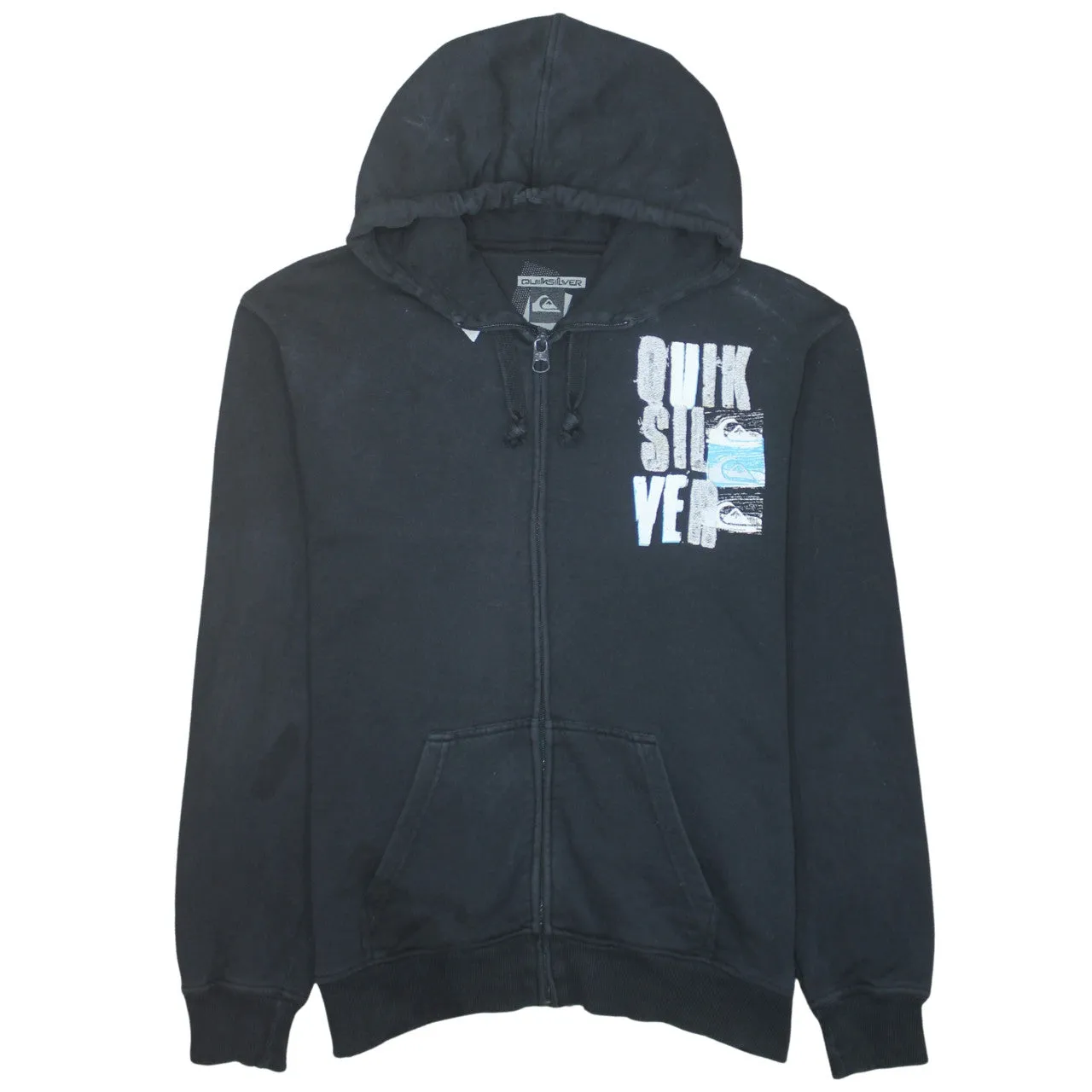 QuikSilver 90's Drawstring Pockets Full Zip Up Hoodie Large Black sold by Vintage Club