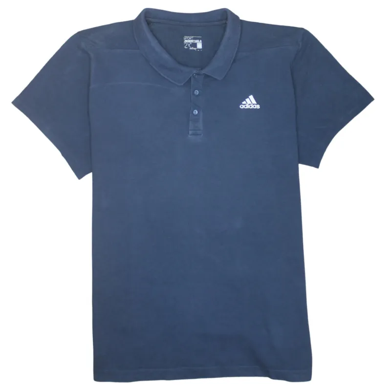 Adidas 90's Short Sleeves Quarter Button Polo Shirt XXLarge (2XL) Navy Blue sold by Vintage Club
