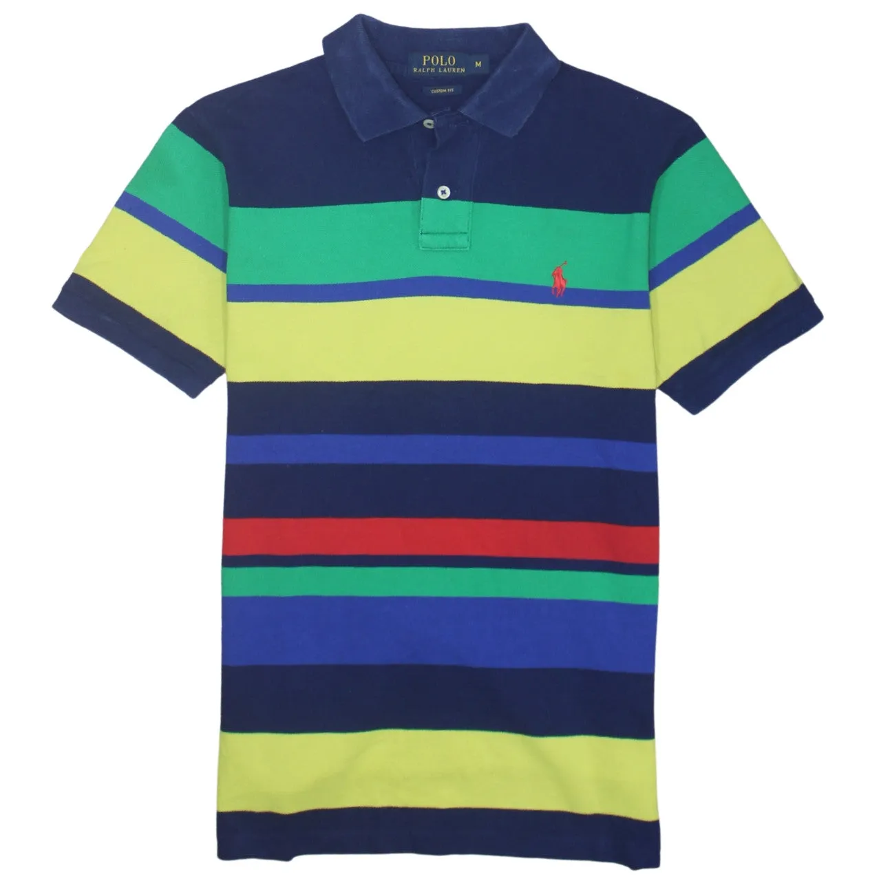 Polo Ralph Lauren 90's Short Sleeves Quarter Button Polo Shirt Medium Navy Blue sold by Vintage Club