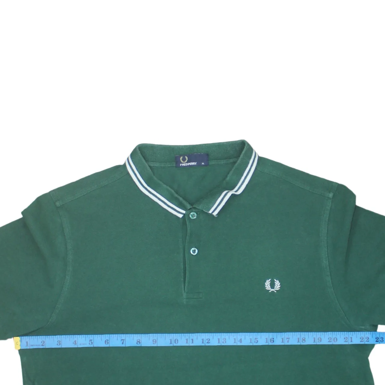 FRED PERRY 90's Short Sleeves Quarter Button Polo Shirt XLarge Green sold by Vintage Club product image thumbnail 5