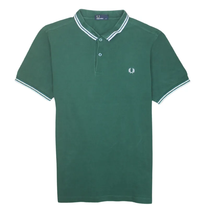 FRED PERRY 90's Short Sleeves Quarter Button Polo Shirt XLarge Green sold by Vintage Club