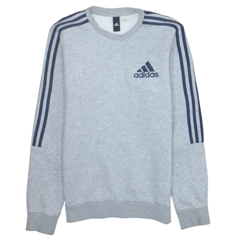 Adidas 90's Striped Sleeve Crew Neck Sweatshirt Small  Grey sold by Vintage Club