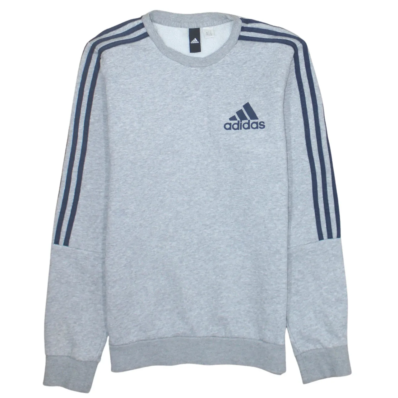 Adidas 90's Striped Sleeve Crew Neck Sweatshirt Small Grey sold by Vintage Club