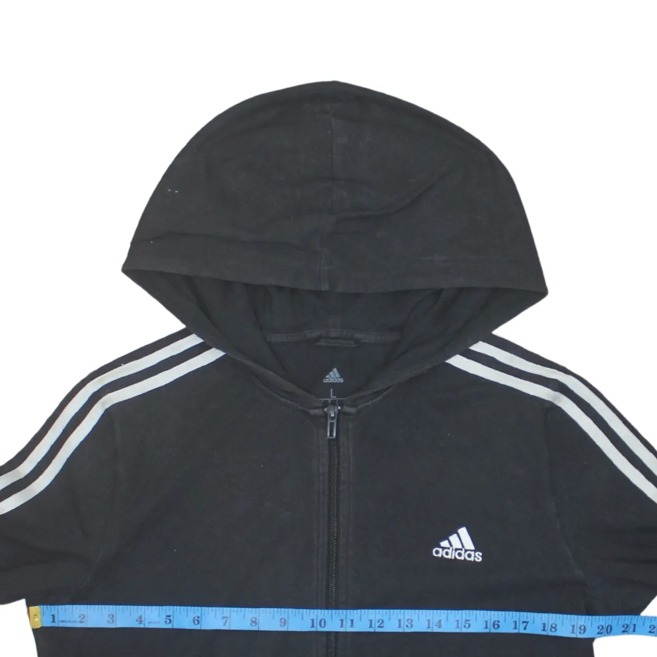 Adidas 90's Striped Sleeve Full Zip Up Hoodie Large Black sold by Vintage Club product image thumbnail 5