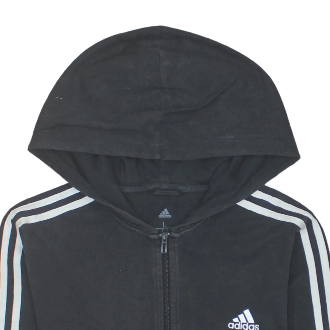 Adidas 90's Striped Sleeve Full Zip Up Hoodie Large Black sold by Vintage Club product image thumbnail 3