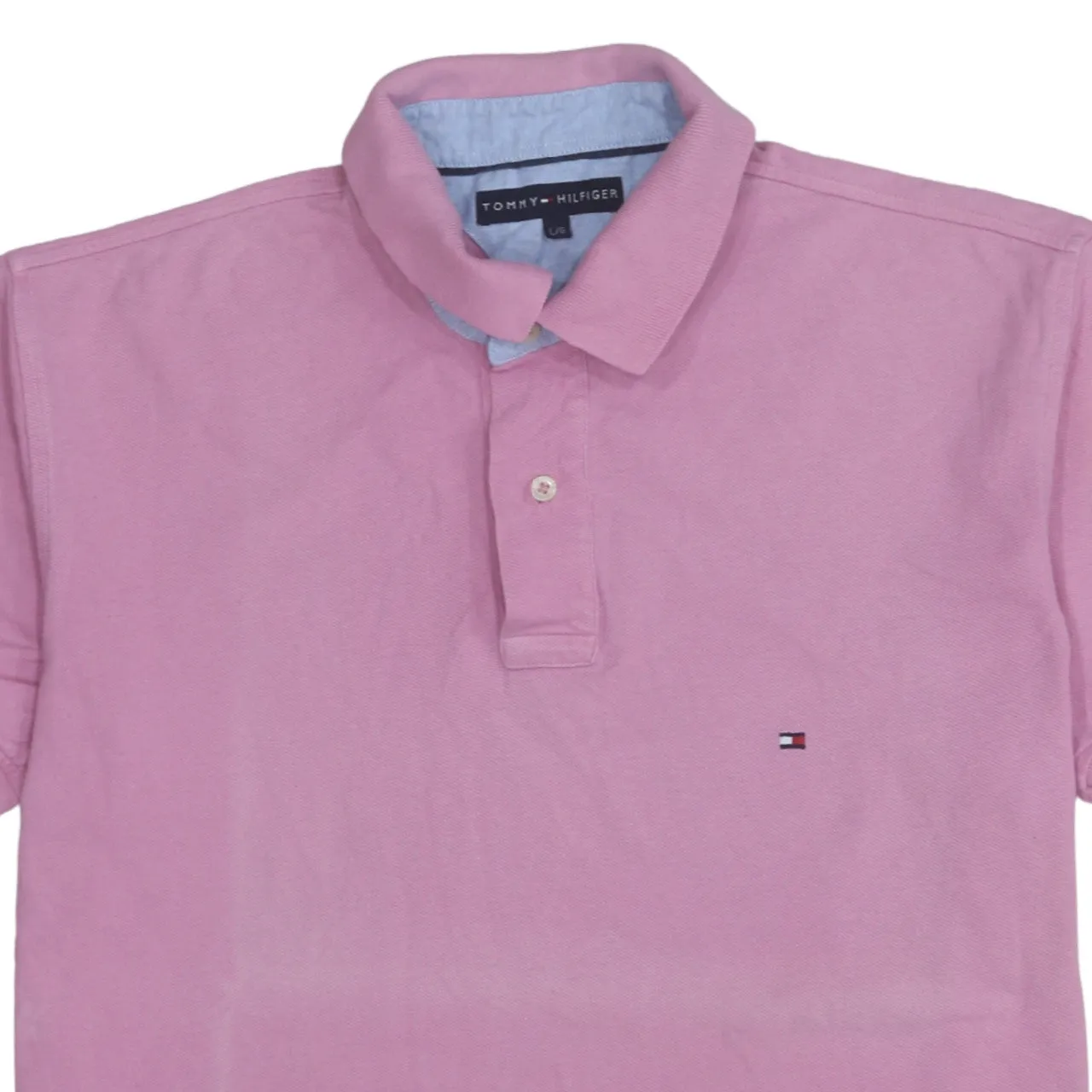 Tommy Hilfiger 90's Short Sleeves Quarter Button Polo Shirt Large Pink sold by Vintage Club product image thumbnail 3
