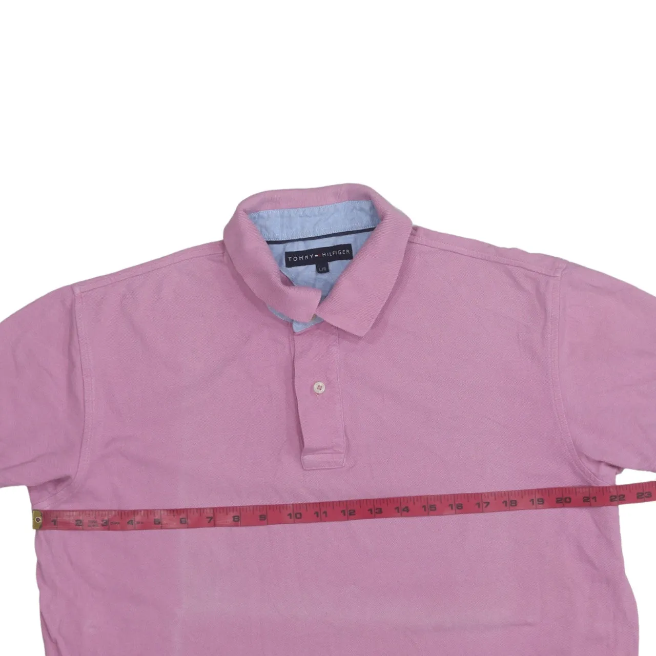 Tommy Hilfiger 90's Short Sleeves Quarter Button Polo Shirt Large Pink sold by Vintage Club product image thumbnail 5