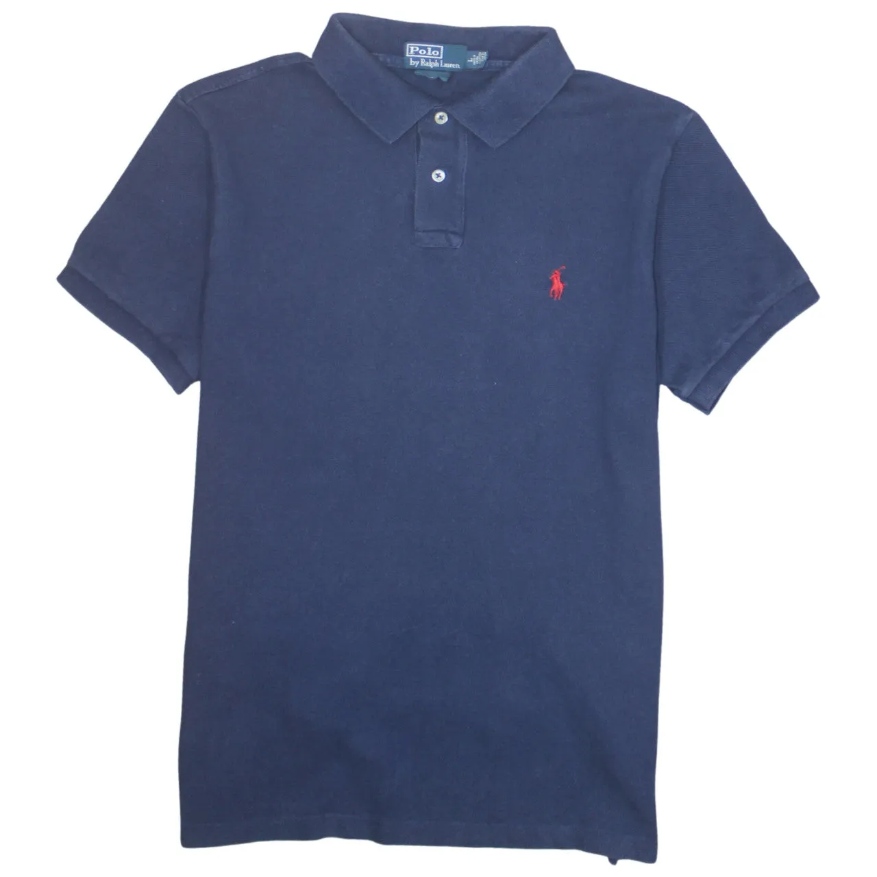 Polo Ralph Lauren 90's Short Sleeves Quarter Button Polo Shirt Large Navy Blue sold by Vintage Club