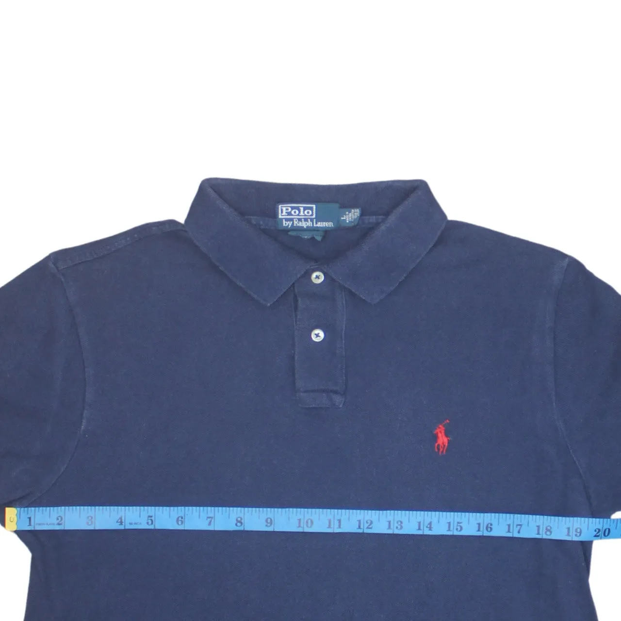 Polo Ralph Lauren 90's Short Sleeves Quarter Button Polo Shirt Large Navy Blue sold by Vintage Club product image thumbnail 5
