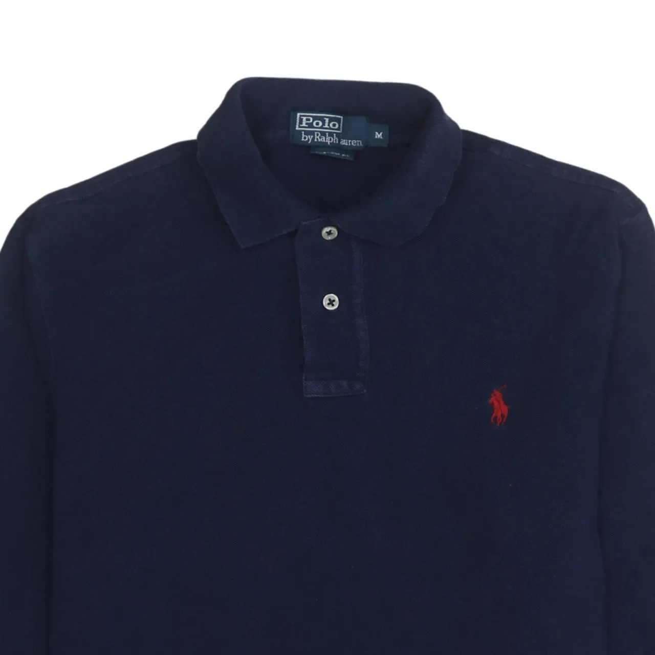 Polo Ralph Lauren 90's Long Sleeve Quarter Button Polo Shirt Medium Navy Blue sold by Vintage Club product image thumbnail 3