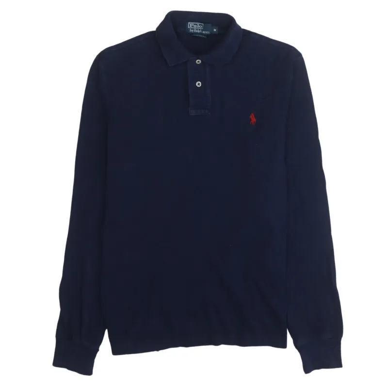 Polo Ralph Lauren 90's Long Sleeve Quarter Button Polo Shirt Medium Navy Blue sold by Vintage Club