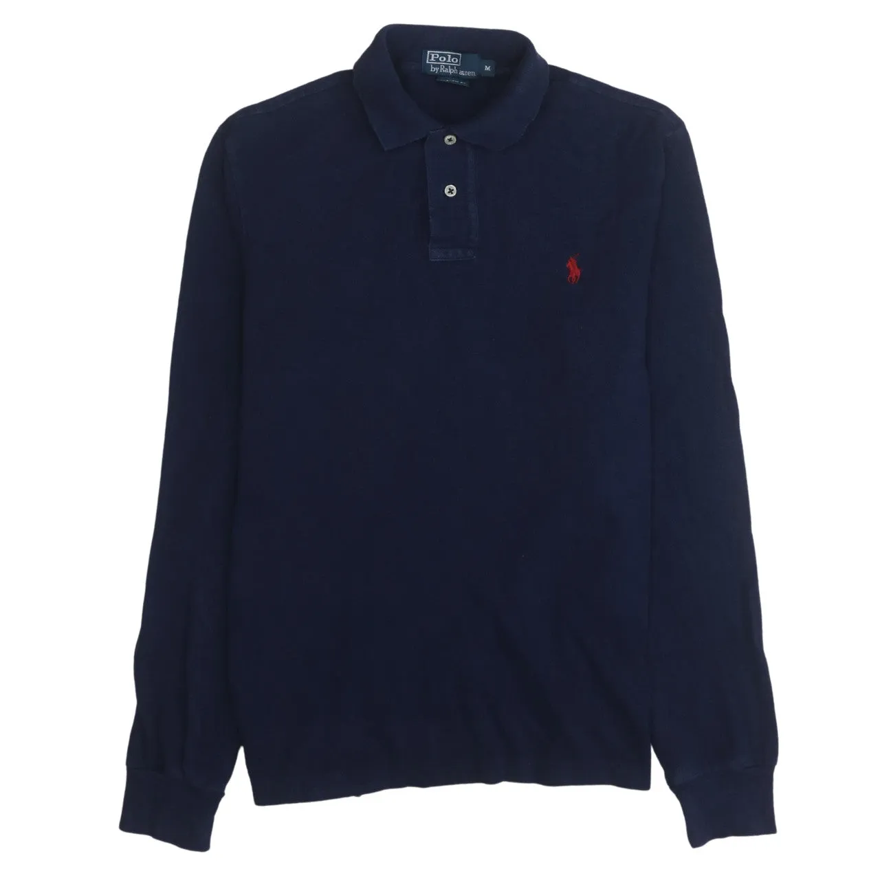 Polo Ralph Lauren 90's Long Sleeve Quarter Button Polo Shirt Medium Navy Blue sold by Vintage Club