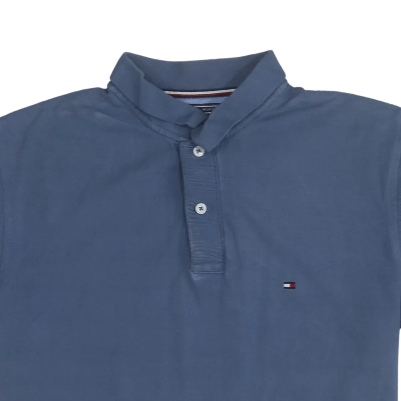 Tommy Hilfiger 90's Short Sleeves Quarter Button Polo Shirt Medium Blue sold by Vintage Club product image thumbnail 3