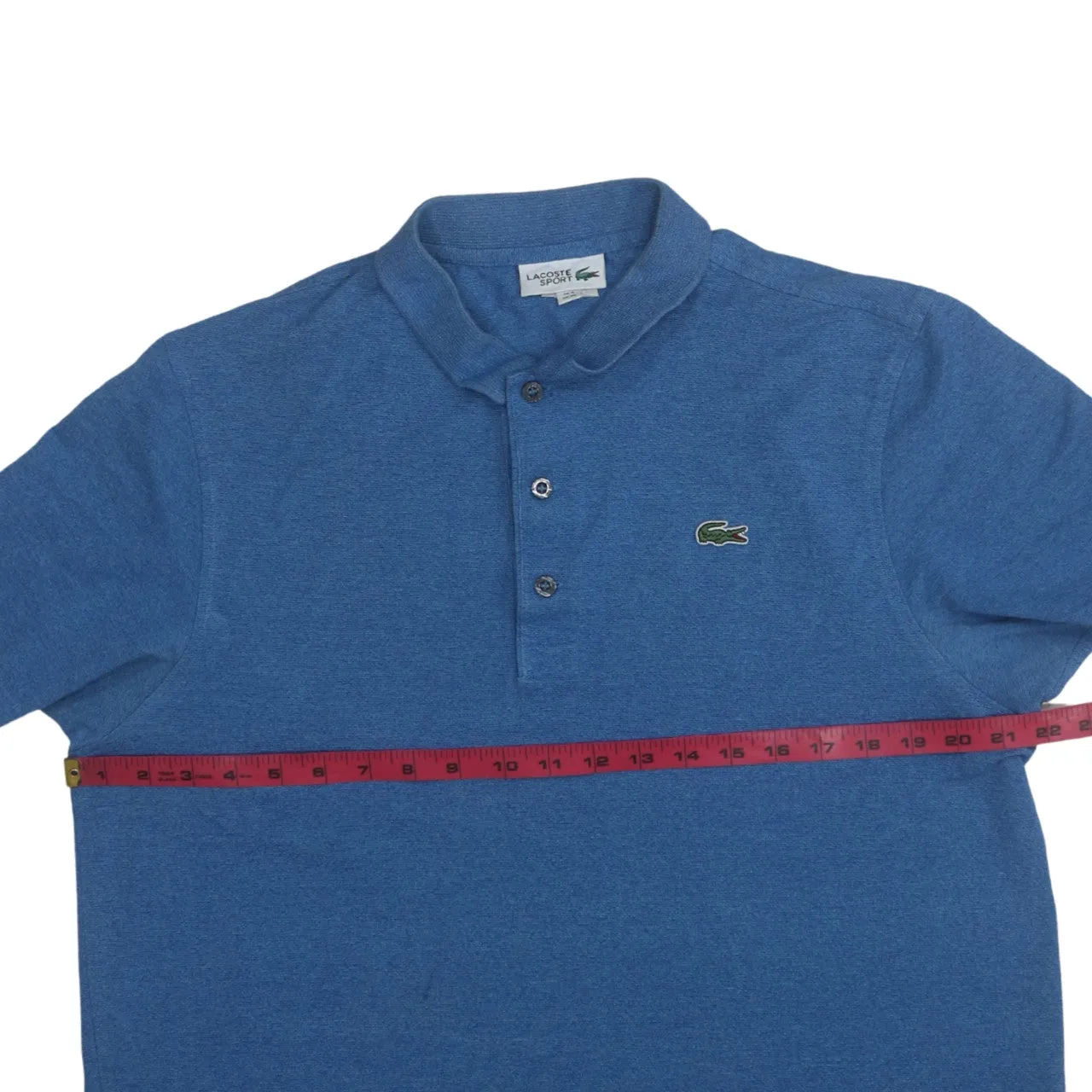 Lacoste 90's Short Sleeves Quarter Button Polo Shirt XLarge Blue sold by Vintage Club product image thumbnail 5