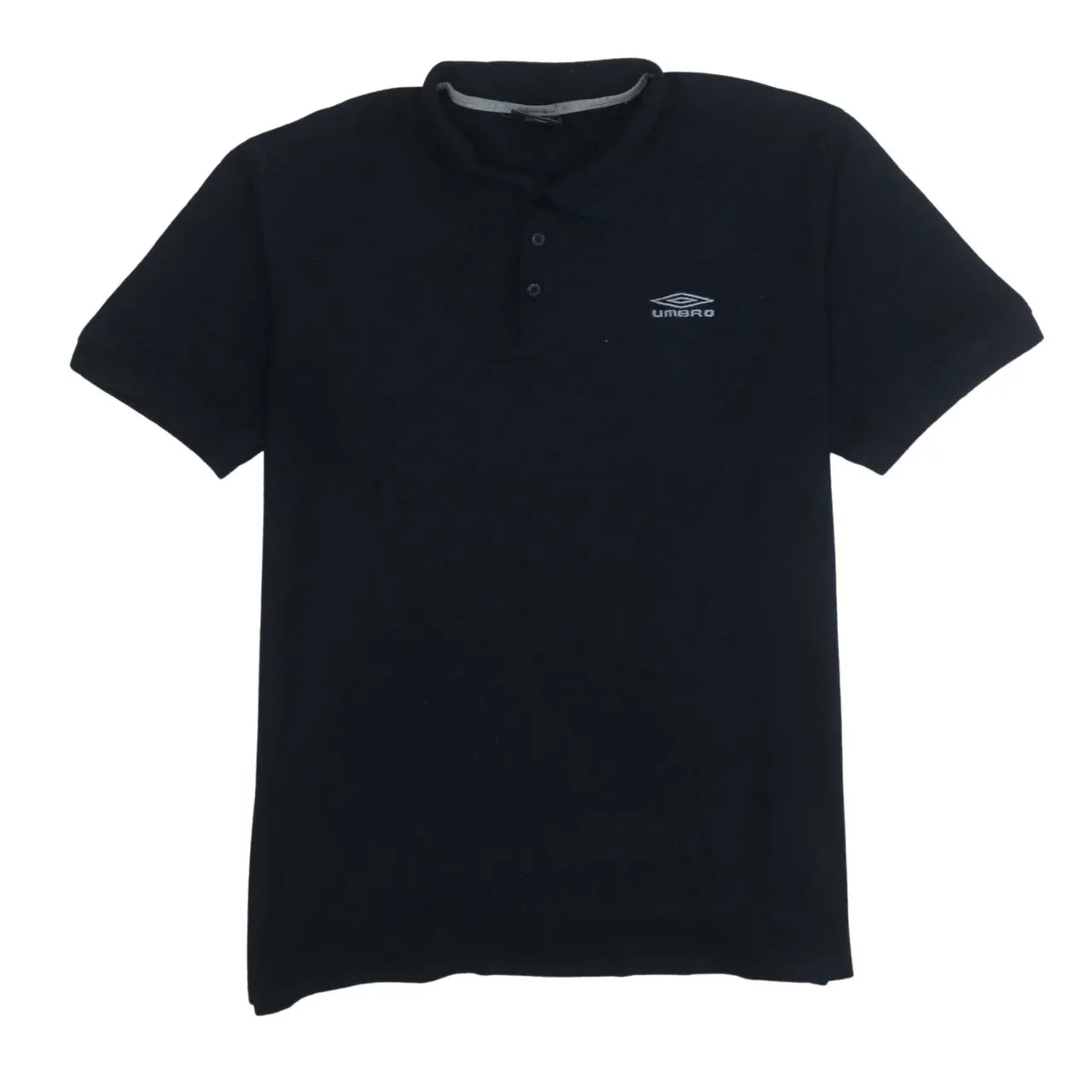 Umbro 90's Short Sleeves Quarter Button Polo Shirt XLarge Navy Blue sold by Vintage Club