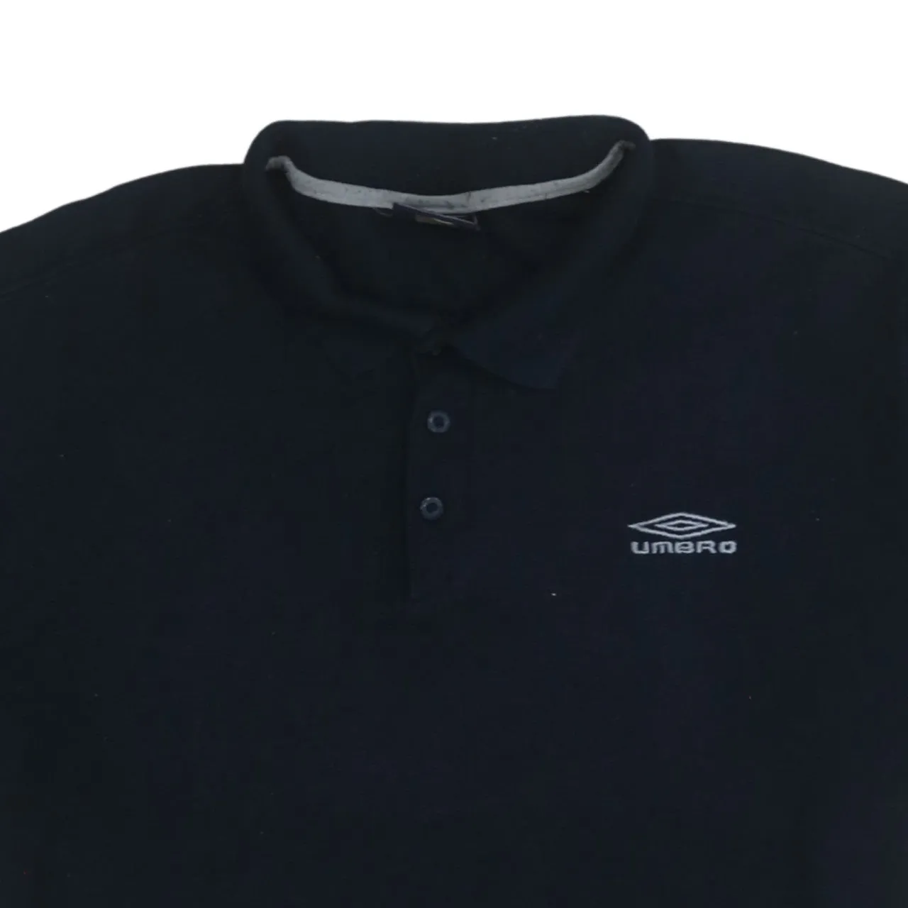 Umbro 90's Short Sleeves Quarter Button Polo Shirt XLarge Navy Blue sold by Vintage Club product image thumbnail 3