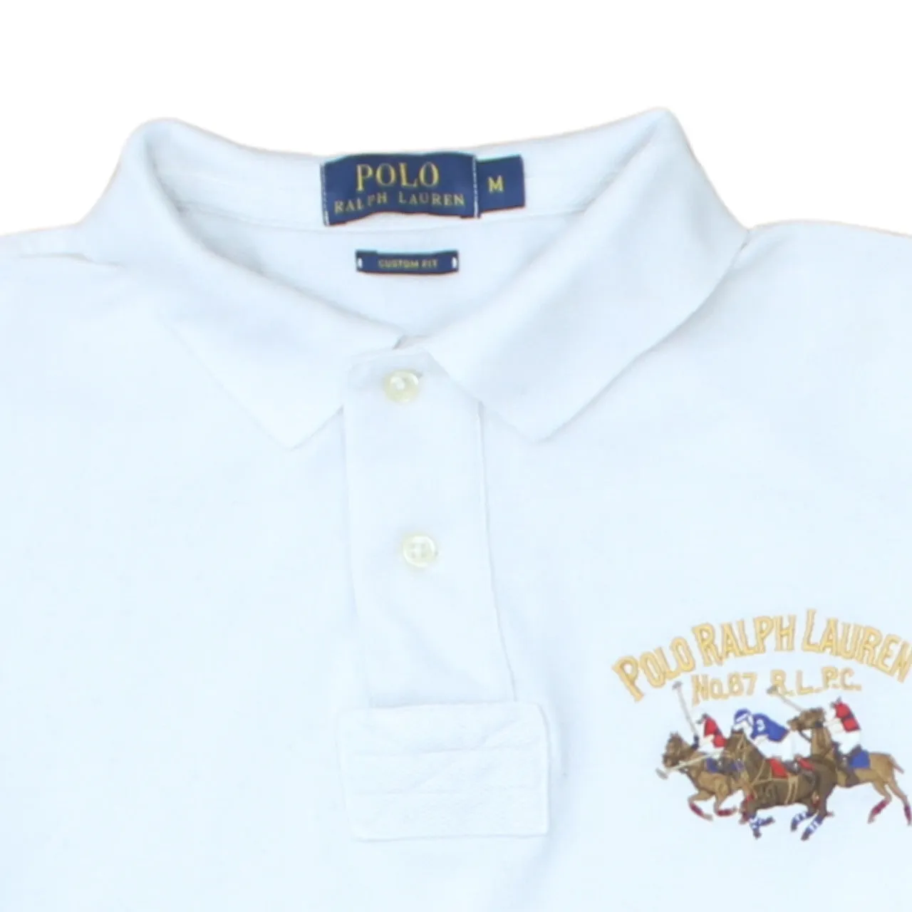 Polo Ralph Lauren 90's Short Sleeves Quarter Button Polo Shirt Medium White sold by Vintage Club product image thumbnail 3