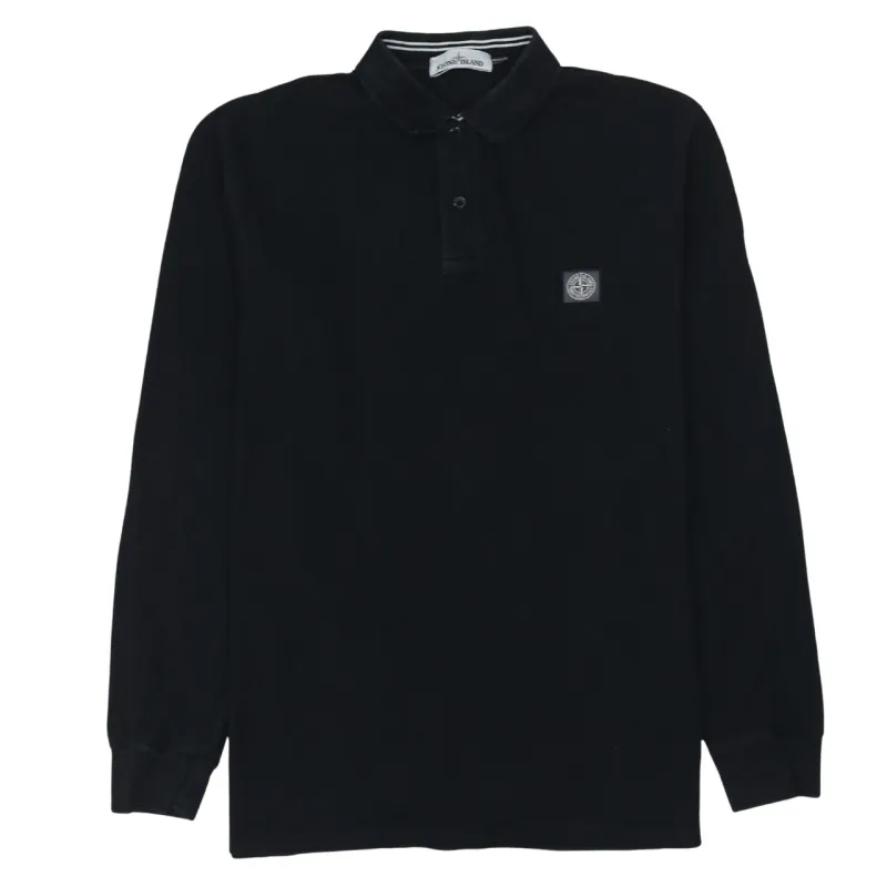 Stone Island 90's Long Sleeve Quarter Button Polo Shirt XXLarge (2XL) Black sold by Vintage Club