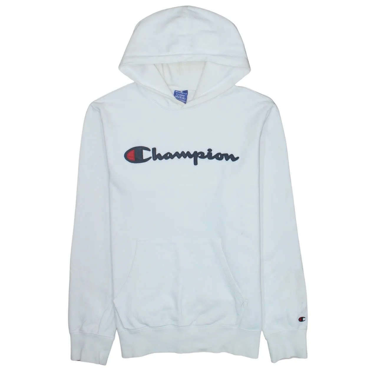 Champion 90's Spellout Pullover Hoodie XLarge White sold by Vintage Club