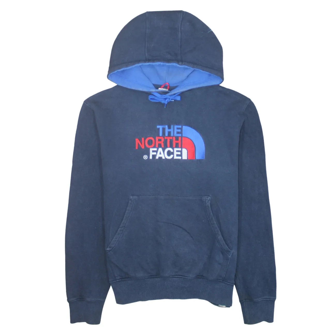 The North Face 90's Spellout Pullover Hoodie Large Navy Blue sold by Vintage Club