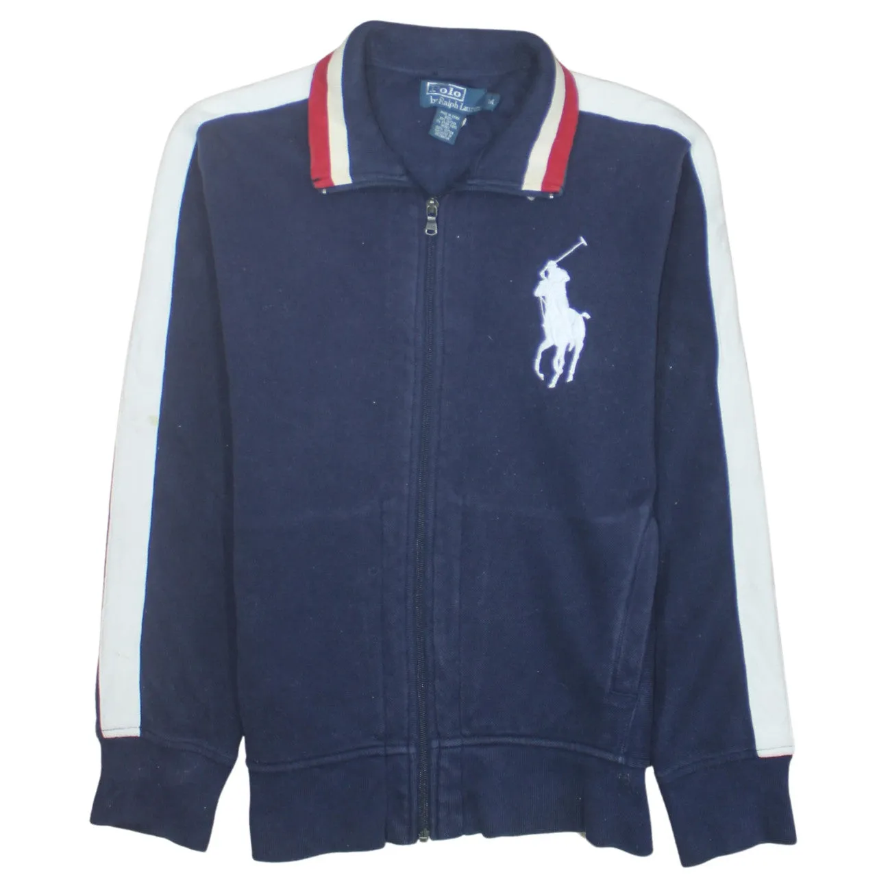 Polo Ralph Lauren 90's Lightweight Full Zip Up Sweatshirt Medium Navy Blue sold by Vintage Club