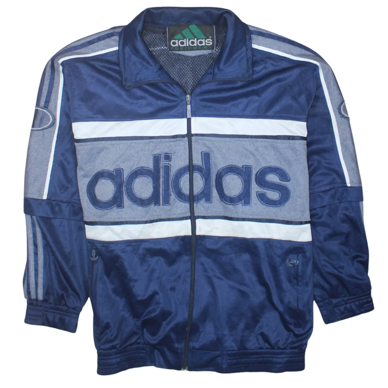 Adidas 90's Spellout Full Zip Up Sweatshirt Large Navy Blue sold by Vintage Club