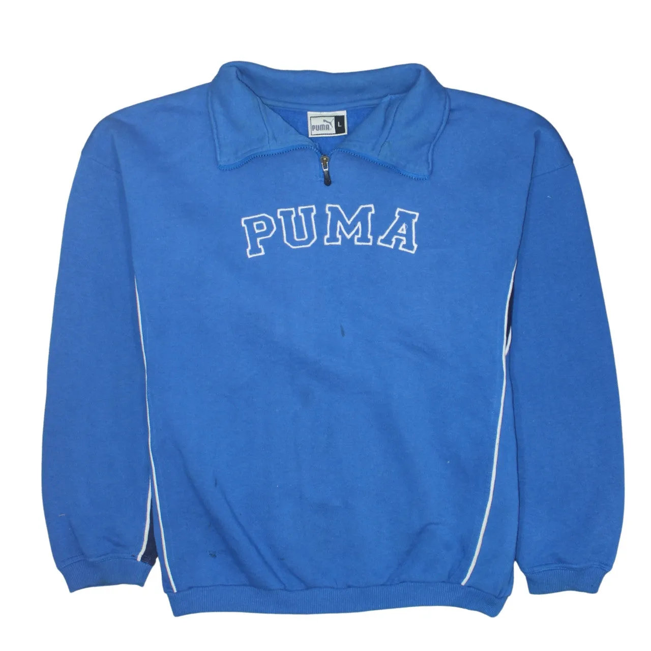 Puma 90's Spellout Quarter Zip Sweatshirt Large Blue sold by Vintage Club