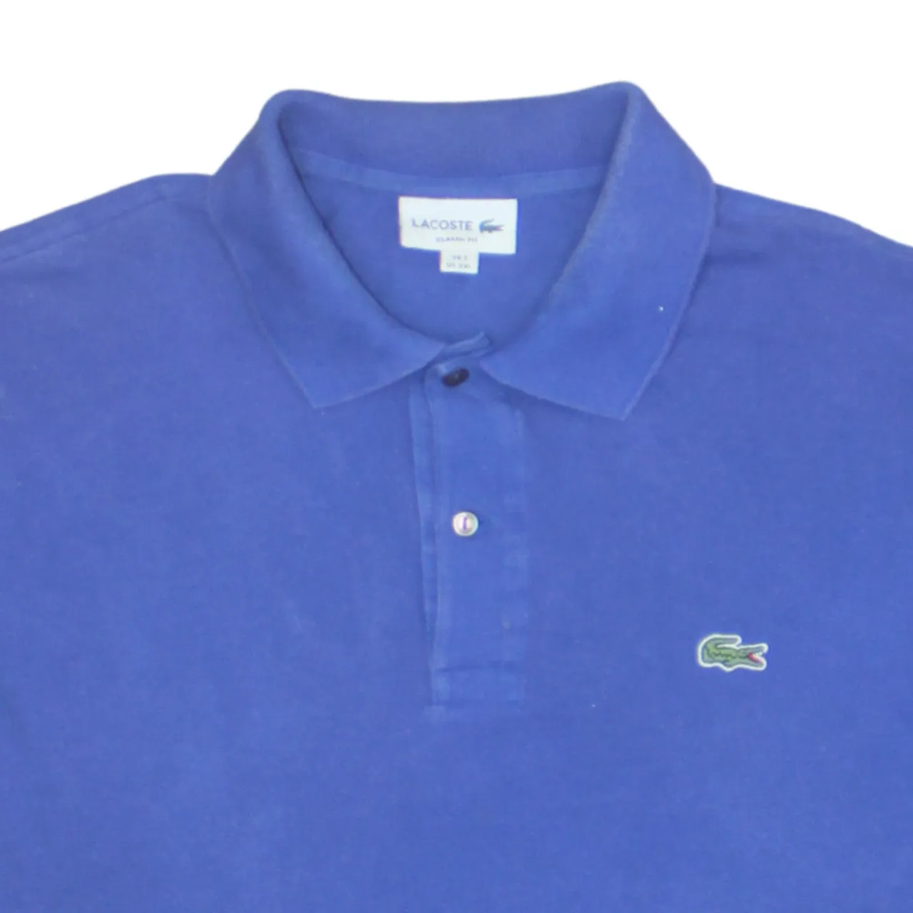 Lacoste 90's Short Sleeves Quarter Button Polo Shirt XXLarge (2XL) Blue sold by Vintage Club product image thumbnail 3