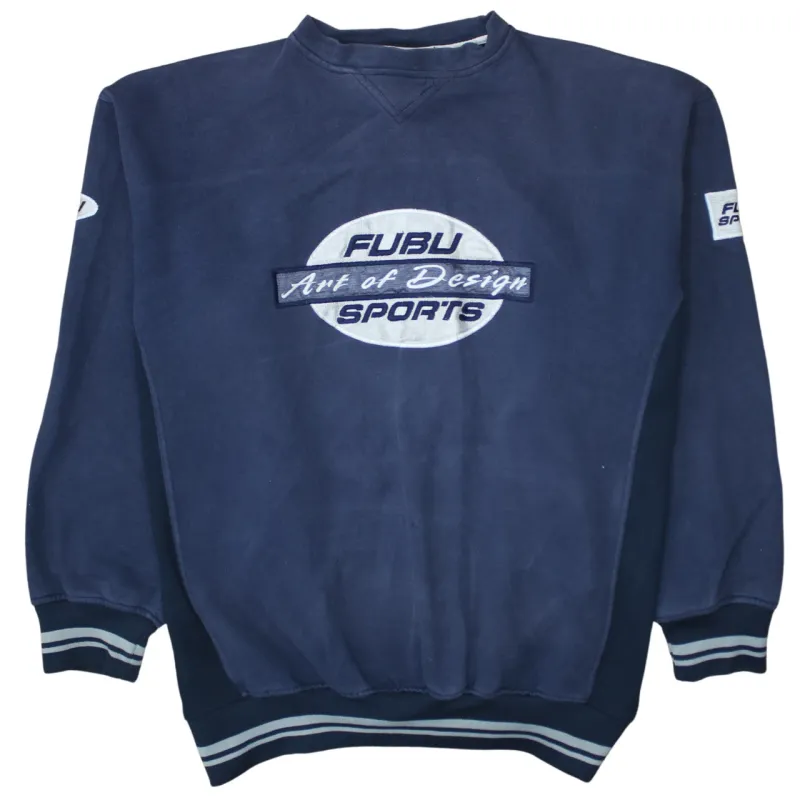 FUBU 90's Spellout Crew Neck Sweatshirt XLarge Navy Blue sold by Vintage Club
