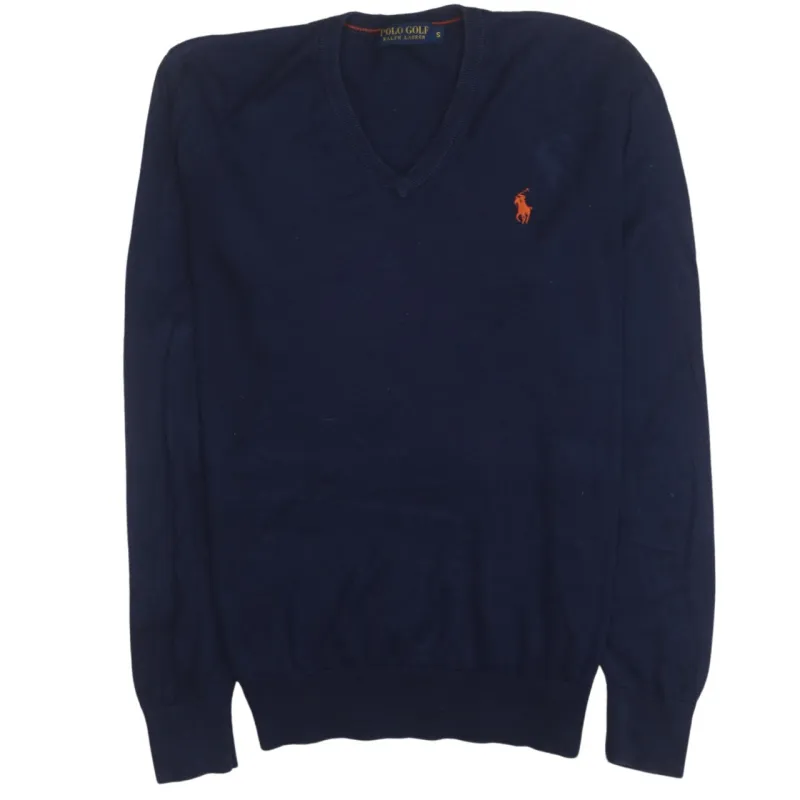 Polo Ralph Lauren 90's Lightweight V Neck Sweatshirt Small Navy Blue sold by Vintage Club