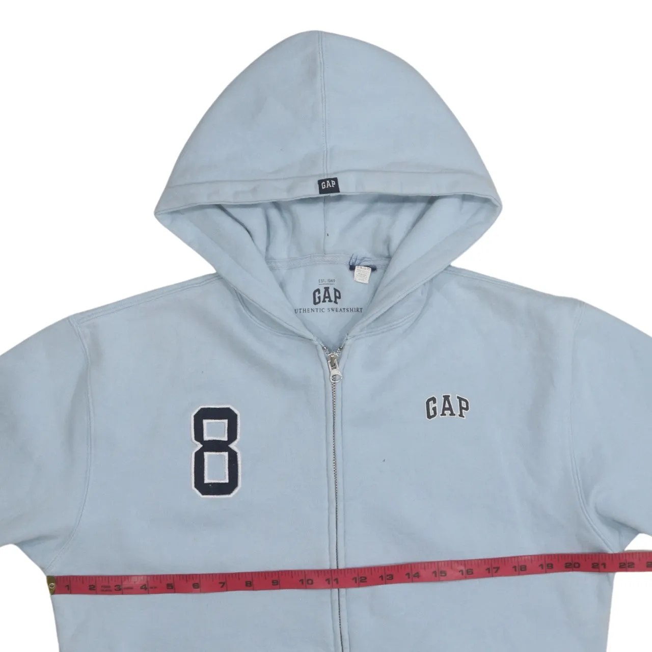 Gap 90's Drawstring Pockets Full Zip Up Hoodie Medium Blue sold by Vintage Club product image thumbnail 5
