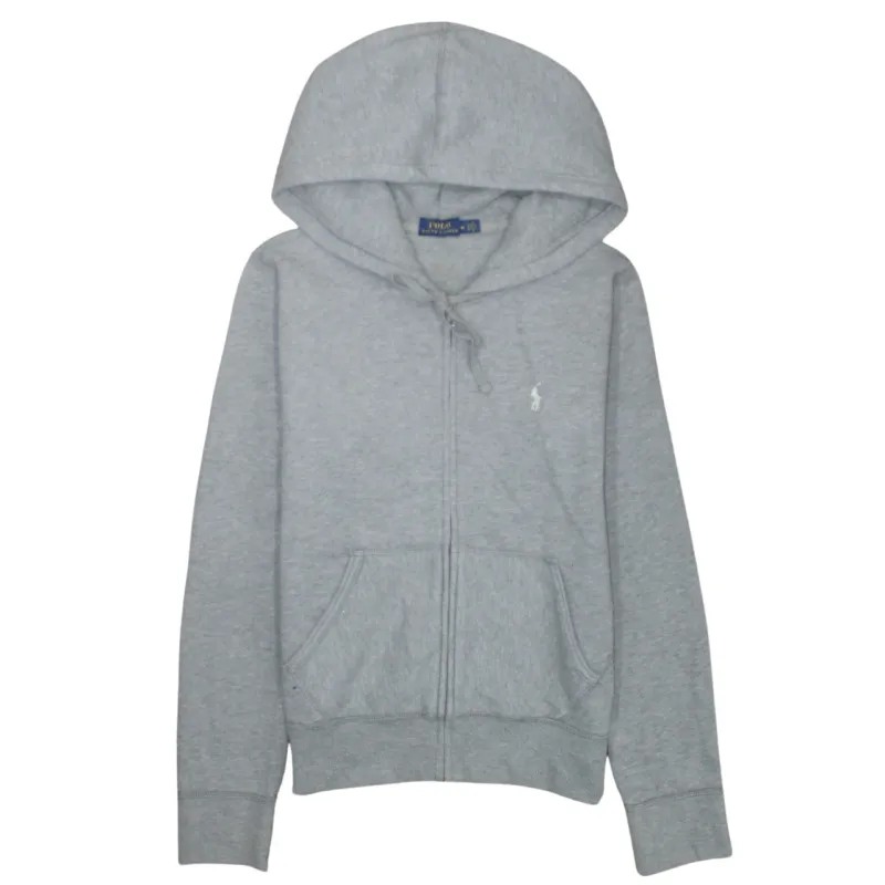Polo Ralph Lauren 90's Drawstring Pockets Full Zip Up Hoodie Medium Grey made by Polo by Ralph Lauren