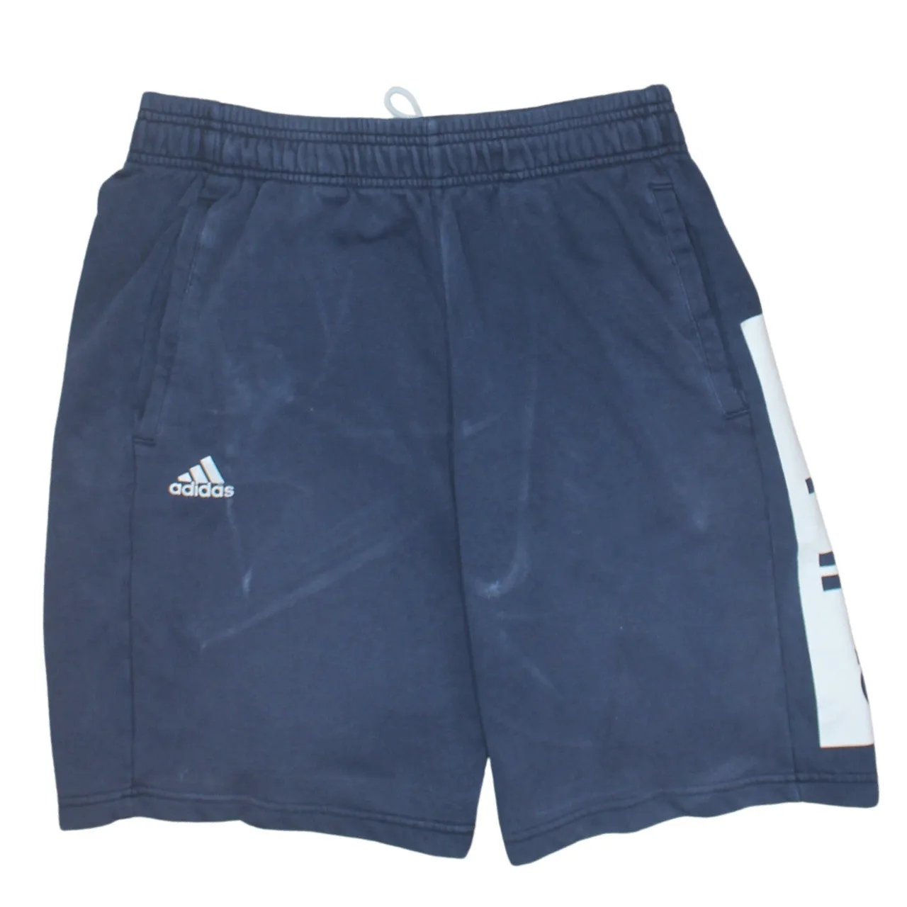 Adidas 90's Elasticated Waistband Drawstrings Baggy Chino Shorts Medium Navy Blue sold by Vintage Club