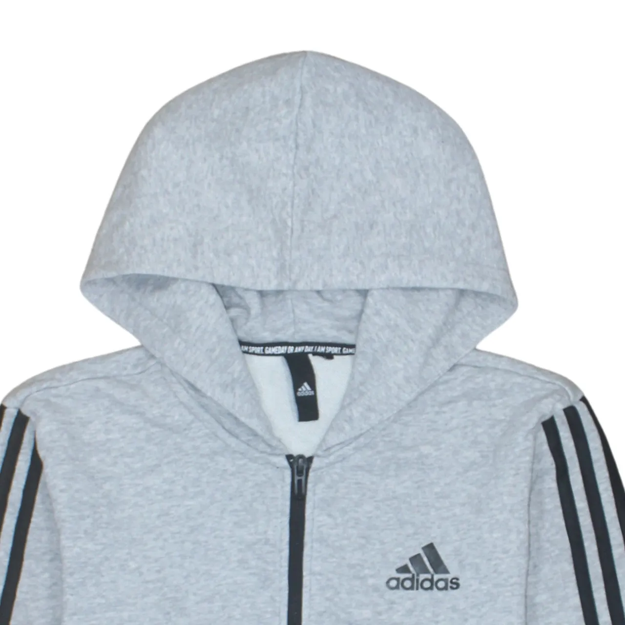 Adidas 90's Striped Sleeve Full Zip Up Hoodie Small Grey sold by Vintage Club product image thumbnail 3