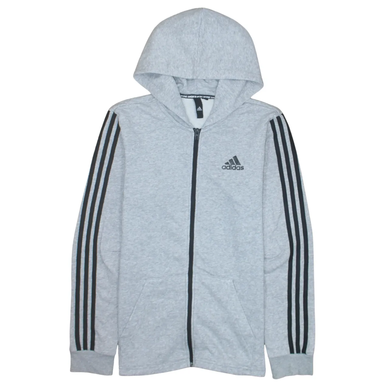 Adidas 90's Striped Sleeve Full Zip Up Hoodie Small Grey sold by Vintage Club