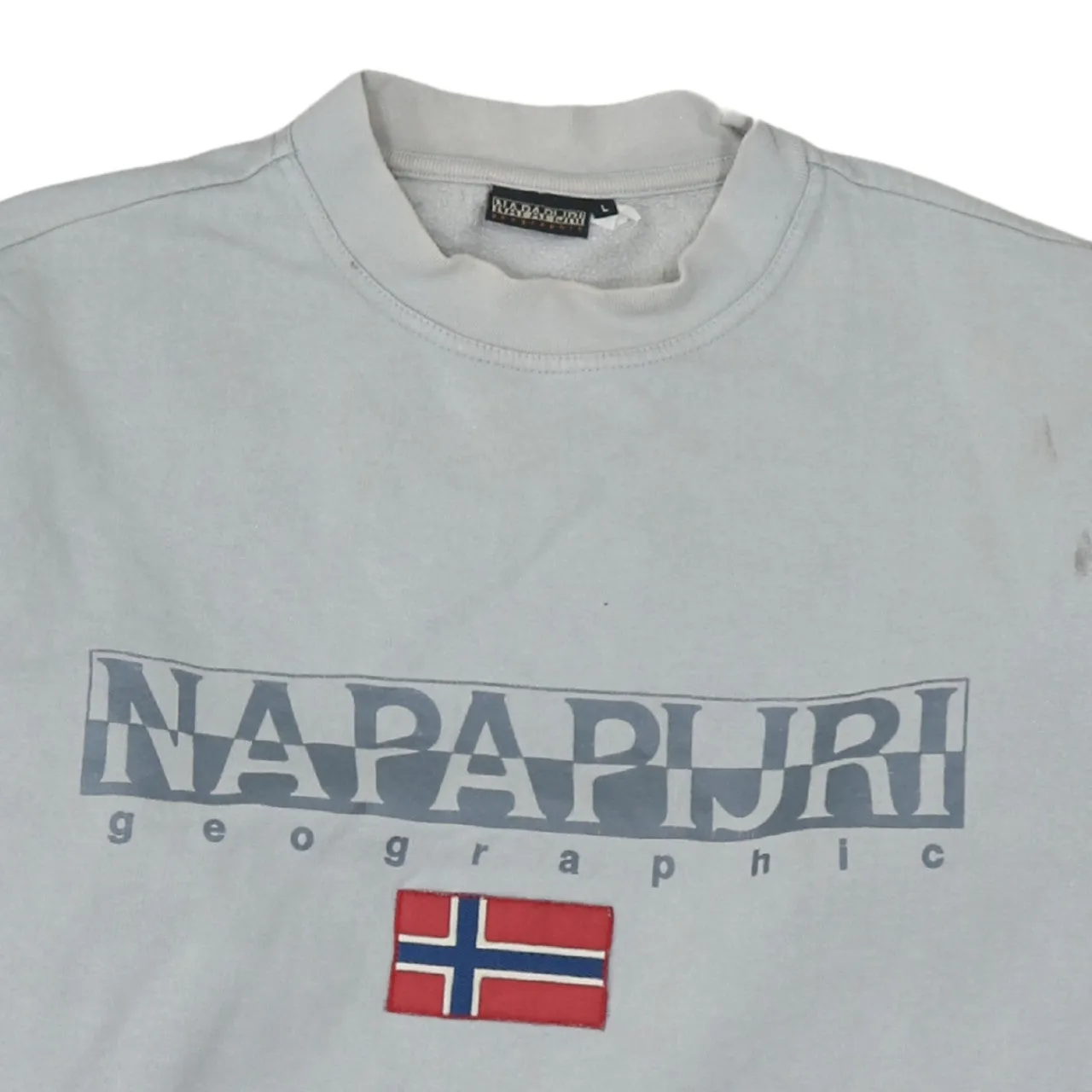 Napapijri 90's Spellout Crew Neck Sweatshirt Large Grey sold by Vintage Club product image thumbnail 3